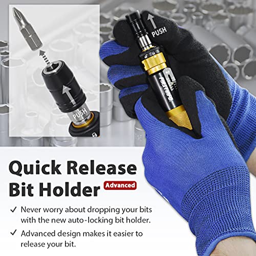 Image of FIRSTINFO H51772 Ultra Precision Certified Torque Limiting Screwdriver 0.5-6 in-lbs, 1 /4 Inch Universal Hex Quick Release Bit Holder