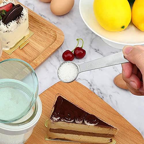 ZEACCT 6 Stuks roestvrijstalen maatlepels Set, Maatlepelset measuring cups RVS Maatlepels Stapelbare Theelepels En Eetlepels Voor Droge Vloeistof Maatlepelset Meten Lepel - Image 7