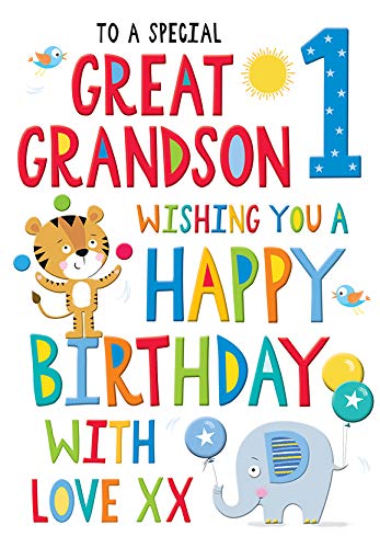 Regal Publishing Juvenile Birthday Card Age 1 Great Grandson - 9 X 6 Inches -