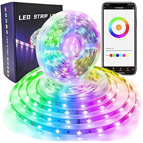 Alexa LED Strip Lights, GreenSun 32.8 Ft RGBIC Smart WiFi Light Strip Compatible with Alexa Google Assistant App Store Remote Control Bedroom Kitchen Outdoor Party Music Sync Dream Color Lights Decor Cover