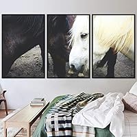 3 Piece Framed Canvas Wall Art A Friend with Me Animals Farmhouse/Country Fun Horse Living Room - 16