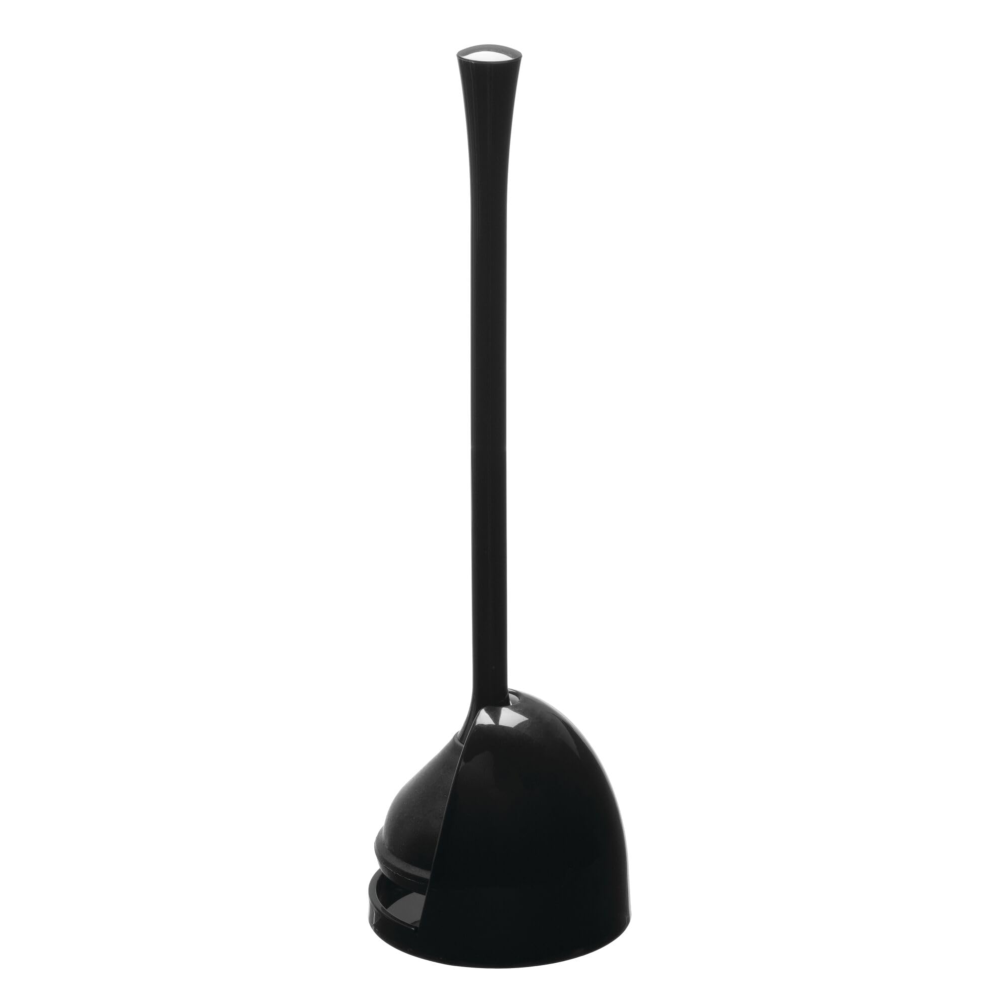 iDesign Compact Toilet Plunger with Holder for Bathroom Cleaning and Storage - Black