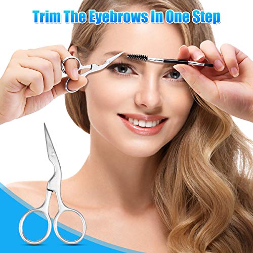 Eyebrow Scissors,Hizek 3 in 1 Eyebrow Kit,Professional Eyebrow Grooming kit Including Eyebrow Brush,Stainless Steel Sharp Brow Scissors,Nose Hair Scissors,and Storage Bag