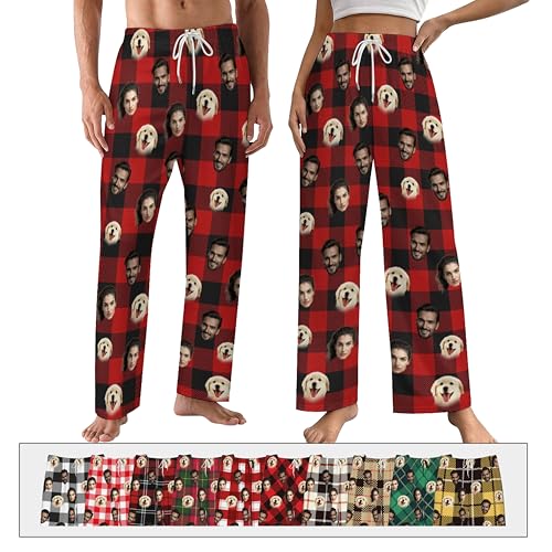 Custom Pajamas Pants For Women Men With Photo Pets Face Customized PJ Pants Set Personalized Christmas Design Your Own Bottoms