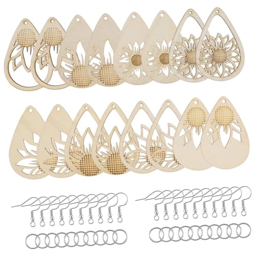 Gadpiparty Kit Fabrication Boucles Oreilles Bois Pendantes Diy Crochets Anneaux Bijoux Ethnic Style Pendentifs Naturel