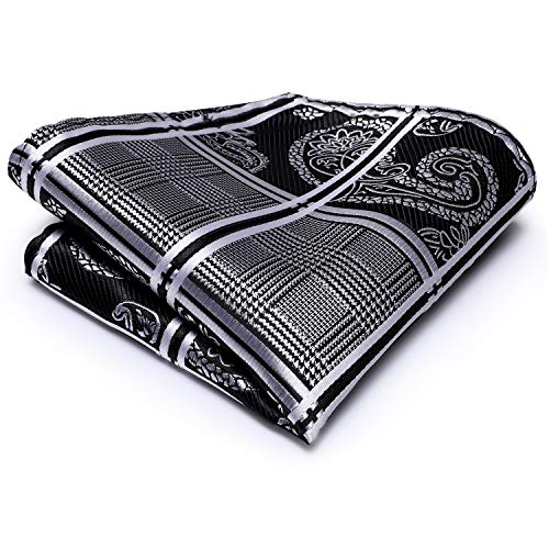 Image of Hi-Tie Men 63inches Tie Set Extra Long Necktie Paisley Tie Pocket Suqare Cufflinks Big and Tall Men Tie