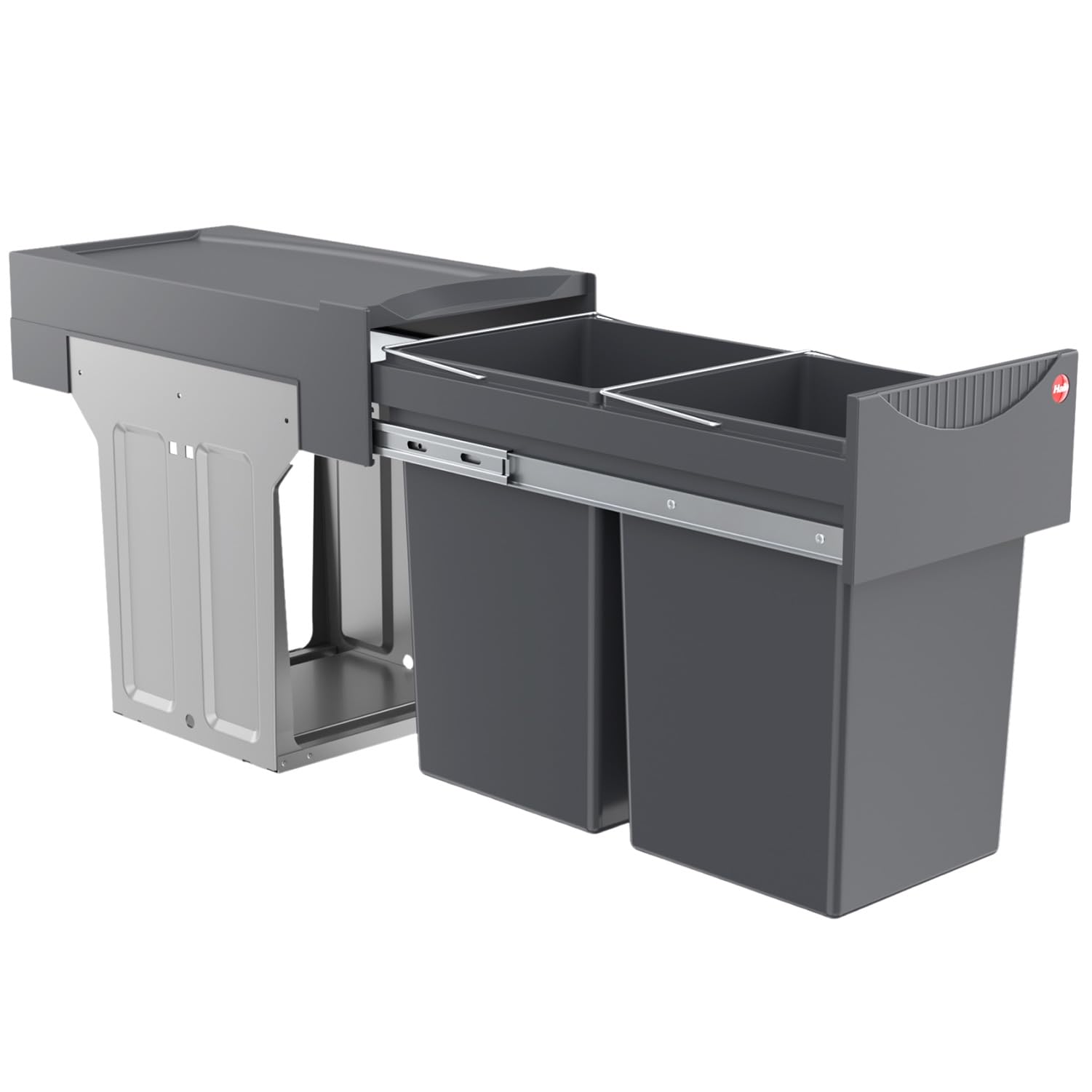 Hailo Abfallsammler 2fach | Abfalltrennung Swing Tandem 3666101 | Einbau Mülltrennsystem ab 40cm Schrankbreite | 2x15 Liter Mülleimer für Unterschrank