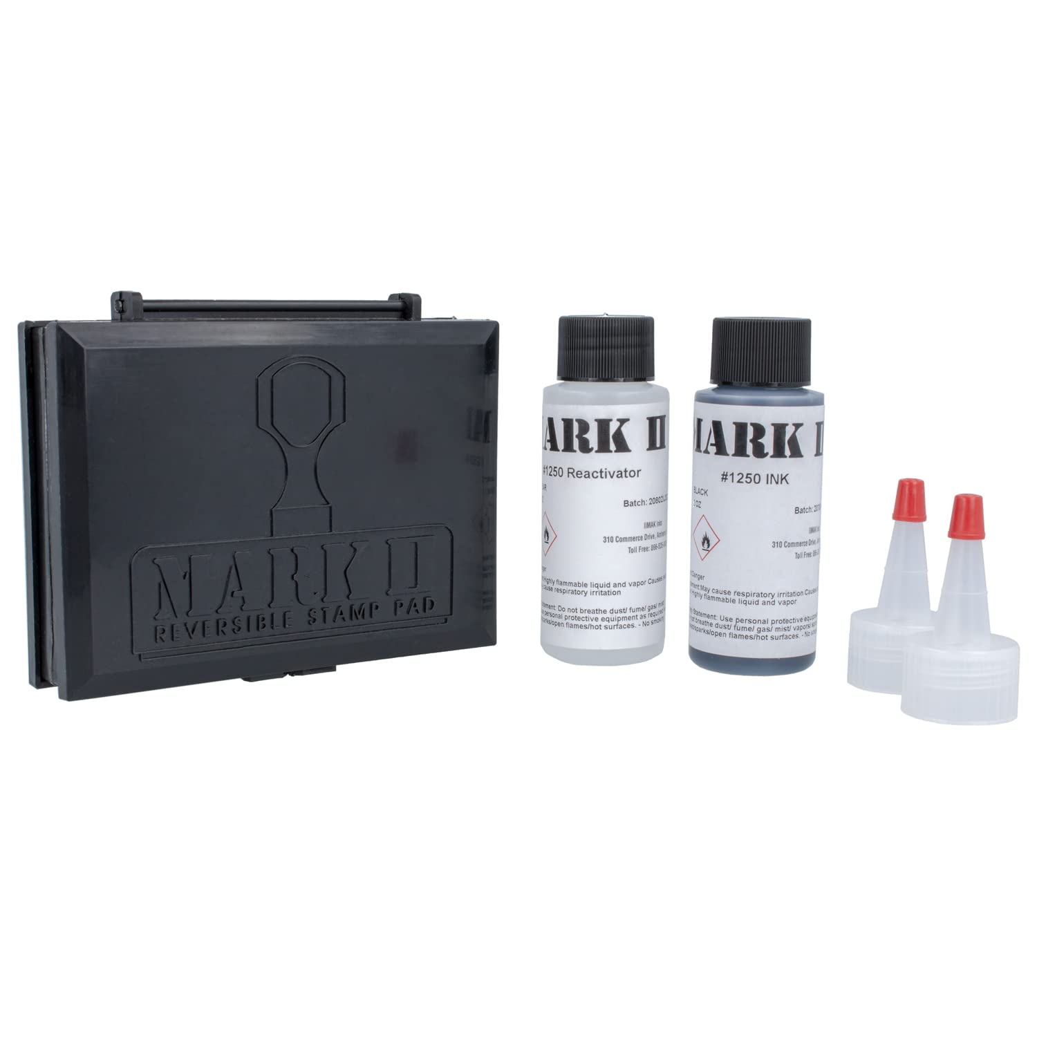 ExcelMark Mark II Reversible Stamp Pad Kit for Rubber Stamps - Includes 2 oz. Ink (Black)