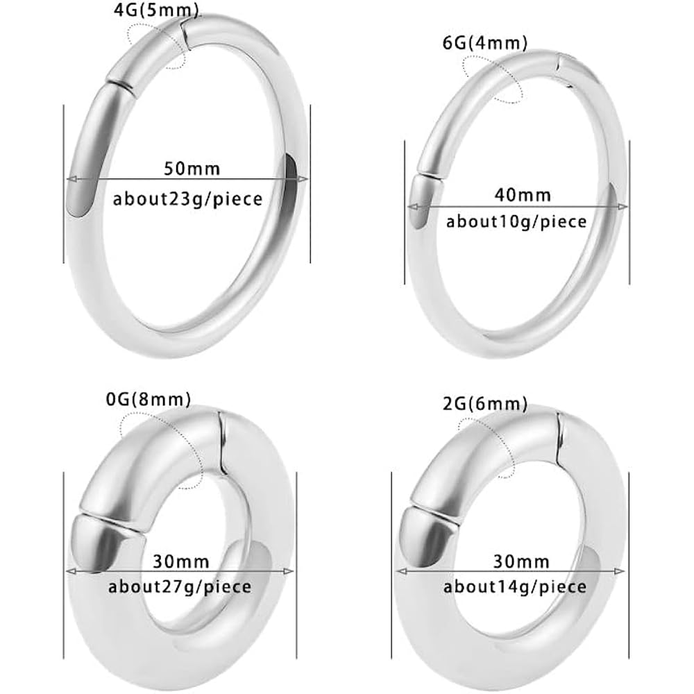Vankula Pesi per Lobi Peso Dilatatori lobo orecchie ear weight Cerchio in Acciaio inossidabile piercing espansori Gioielli Uomo Donna 4mm 5mm 6mm 8mm