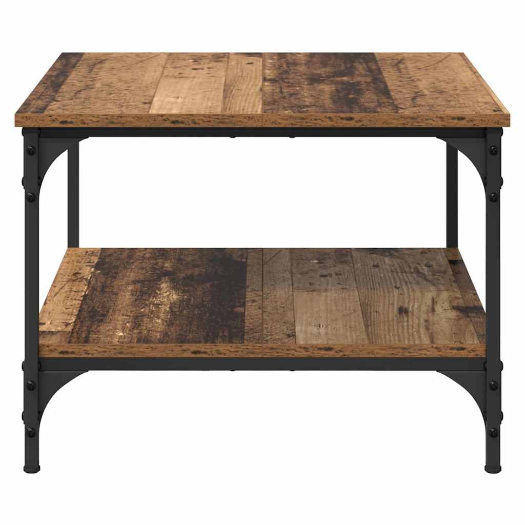 Generisch Mesa de centro con estantes de estilo industrial rectangular de madera y marco de hierro, 55 x 55 x 40 cm, superficie mate, estable y duradera para sala de estar