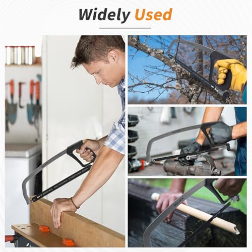 BOOSDEN Metallsäge, 300mm, mit 3 Austauschbarer Klinge, Eisensäge für Metall, Holz, Stahl, PVC-Rohr und Plastik