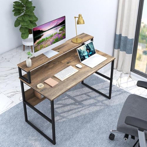 Image of Klaxon Engineered Wood Iron Study Table with Drawer, Multi-Usage Laptop Desk & Home Office (Printo-FD, DIY Installation) (FD, DESKE)