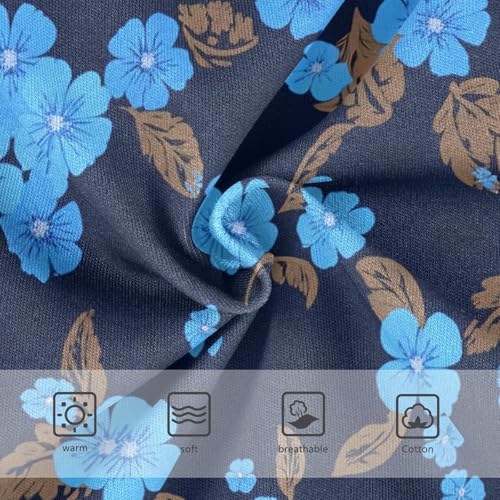 Cotton Toddler Underwear Custom Blue Flowers Leaves Navy Panties for Girl Florals Briefs Kids Undies 2t3