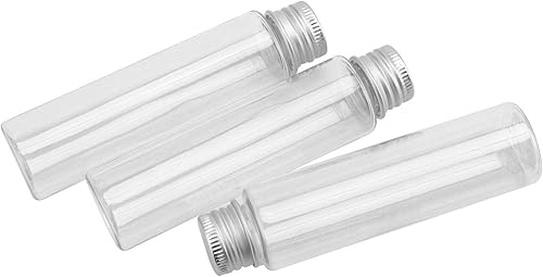 Miniatura 5 de SINJEUN 80 tubos de ensayo de plástico planos de 1.7 fl oz, tubo de ensayo transparente de 28 × 4.291 in con tapas de rosca, recipientes de ensayo