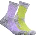 YUEDGE Women's 2 Pack Multi Performance Outdoor Sports Hiking Trekking Running Wicking Cushion Cotton Crew Socks(Assortment Purple Green)