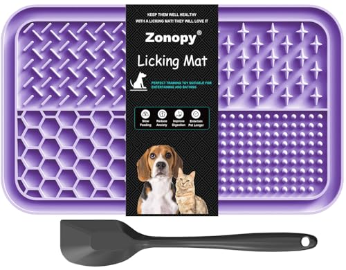 Zonopy Leckmatte für Hunde & Katzen mit Saugnäpfen, 1 Packung Hund Slow Feeder Lick Pat für Angstlinderung, Hundespielzeug Fütterungsmatte für Butter Joghurt Erdnuss Haustiere Baden Training