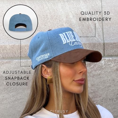 Image of Vintage Western Trucker Hat | Men & Women | Country Cute Caps for Cowgirls Cowboys | Camo Denim Embroidered Cotton | Snapback