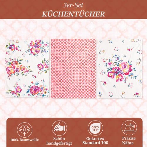 Maison d'Hermine Küchenhandtuch 100% Baumwolle (50 cm x 70 cm, Set von 3) – Ansicht 2