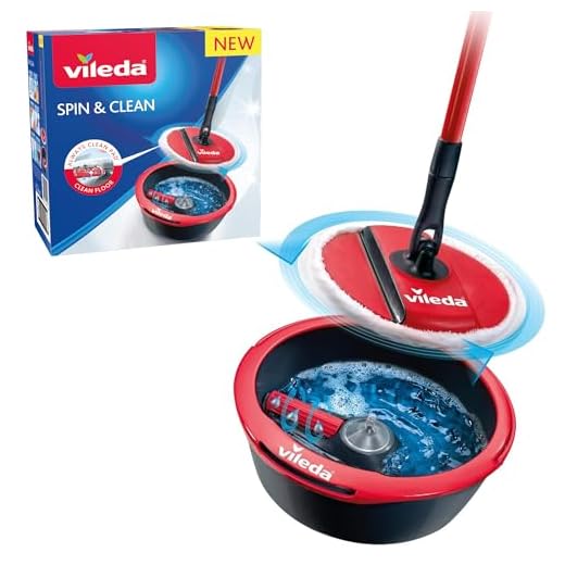 Vileda Spin and Clean Mop, Svart/Röd, Diameter: 18 cm, Höjd: 34 cm