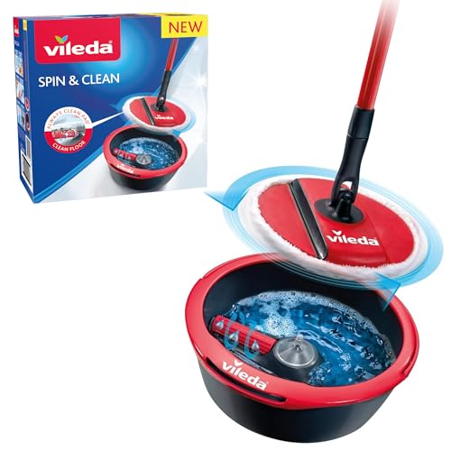 Vileda Spin & Clean Sistema de Fregado, Rojo y Negro, 335 x 176 x 343 mm