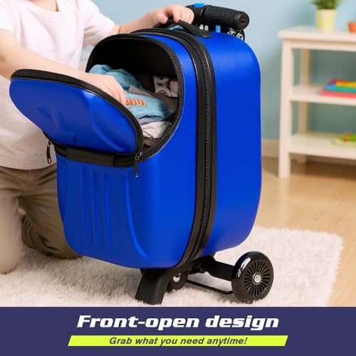 smilesun Foldable Ride On Scooter Suitcase with Front Opening, Lightweight Carry On Scooter Luggage for Adults, Teens & Kids（Blue 20-inch） - image 7
