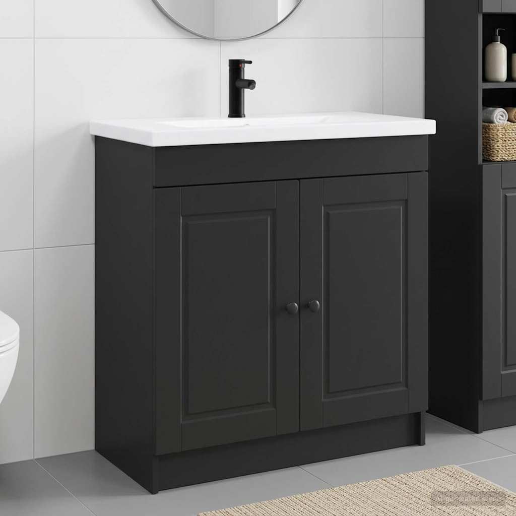 Makastle Ensemble de mobilier de Salle de Bain Noir 78,5 x 37,5 x 81 cm