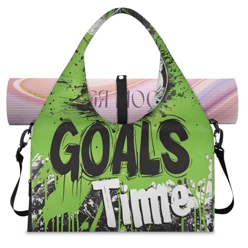 Yoga Tote Bag for Women Soccer Sport Beach Bag with Shoe Storage & Yoga Mat Strap Waterproof Weekender Duffle Bag for Travel Fitness Weekend Trips
