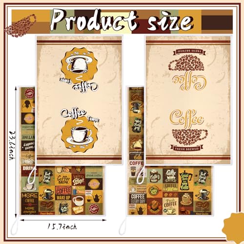 Image of Bencailor 6 Pcs Coffee Kitchen Towels Decorative Sets Dish Towels Absorbent Fast Drying Hand Tea Vintage Hanging Reusable Cleaning Dishcloths for Cooking Farmhouse Bathroom Accessory