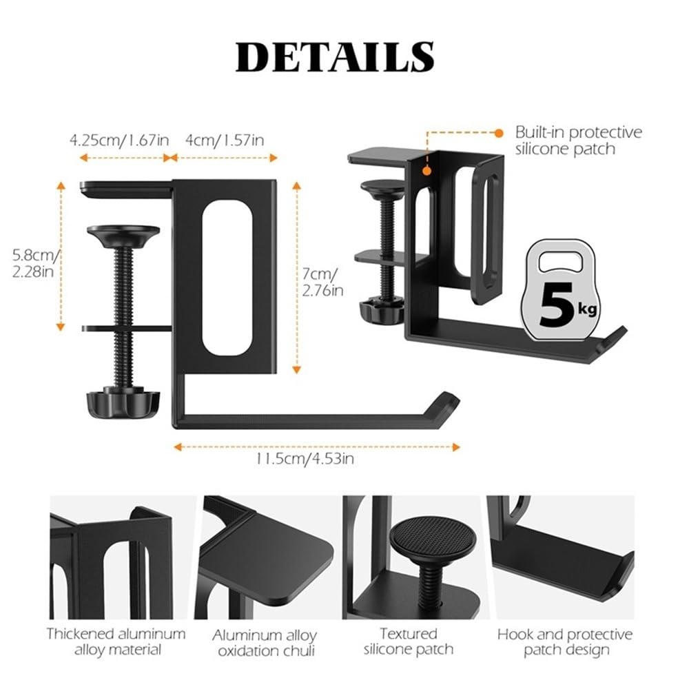 Supporto per Laptop Organizer for Laptop da scrivania, Supporto for Laptop sotto la scrivania con Supporto for Cuffie Rialzo per Laptop(Nero)