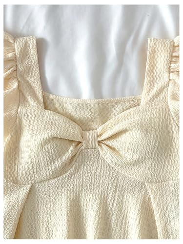 SweatyRocks Girl's Layered Ruffle Sleeve Peplum Top Ruched Sweetheart Neck Flowy T Shirts4