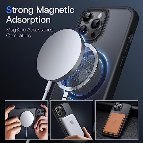 Jetech Magnetic Case For Iphone 12 Pro Max 6.7-Inch Compatible With Magsafe, Translucent Matte Back Slim Shockproof Phone Cover (Black) #TOP2