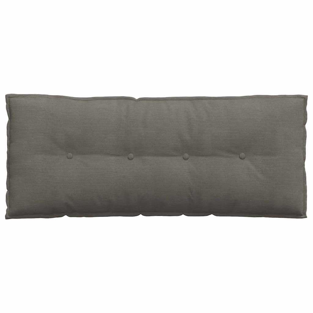 Cojín de espalda gris claro, 120 x 50 cm, de pana, cojín de soporte rectangular para sofá y cama con funda extraíble y cierre de cremallera, acolchado de fibra