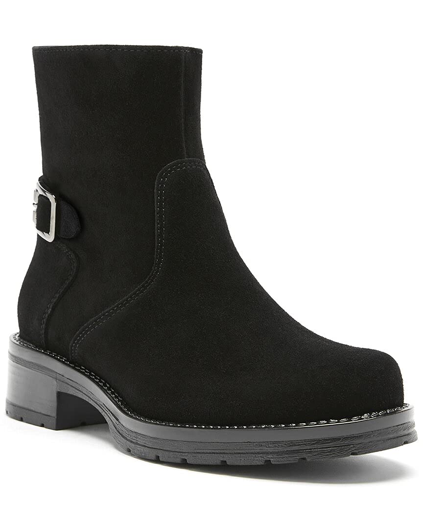 La Canadienne Gavan - Women's Luxury Handmade Casual Black Waterproof Italian Suede Flat Heel Bootie