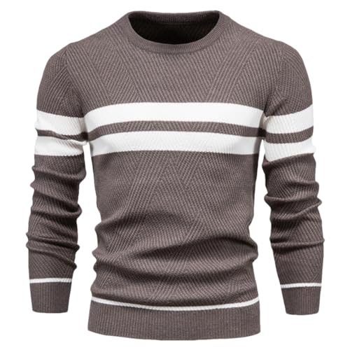 Men's Autumn Pullover Sweater O-Neck Patchwork Long Sleeve Warm Slim Sweaters