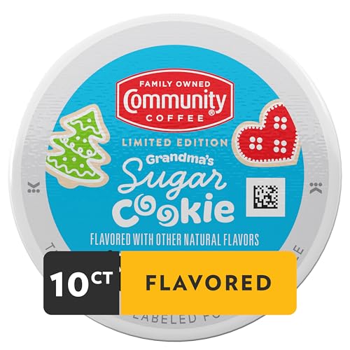 Image of Community Coffee Grandma's Sugar Cookie Keurig K-Cup Pods, Limited Edition Holiday Flavor, Natural Ingredients, 10 Count (Pack of 1)