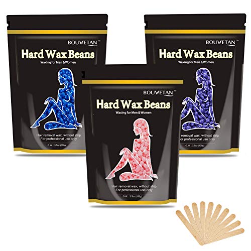 Hard Wax Beans for Coarse Hair Removal,10.5oz Wax Beads for Facial, Brazilian Bikini, Underarms, Eyebrow, Professional Home Hair Removal Waxing Beads with 10pcs Wax Spatulas