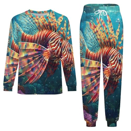 Lionfish Tropical Fish Pajama Set Long Sleeve Lounge Sets Sleepwear 2 Pjs Nightwear for Men Women3
