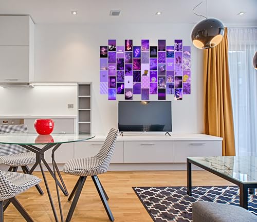 Image of Pack of 54 Purple Wall Collage Kit Posters - 4 x 6 Inches Wall Decor Poster - Wall Art For Bedroom, Living room, Office - 1 Tissue Tape