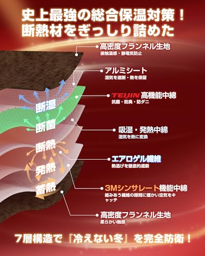 Colorsroom 掛け布団 超極暖 シングル 冬 TEIJIN抗菌防臭 7層構造 羽毛より暖かい シンサレート+宇宙服断熱素材エアロゲル 洗える 毛抜けない 静電気防止 軽量 ふわふわ 毛布布団 約150×210cm の商品画像 2