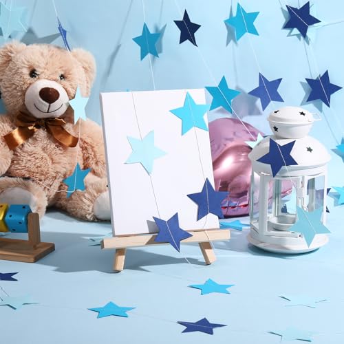 Image of Patelai Glitter Star Garland Banner 2026 Graduation Decor 130 Feet Star Hanging Banner Twinkle Backdrop for Party Birthday Classroom Wedding Supplies(Ocean Blue)
