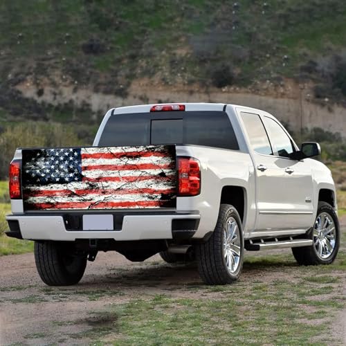 Image of Turck Tailgate Wraps Decals - 66x23.6 in Tailgate Decals for Trucks, America Flag Tailgate Graphics for Trucks Pickup Personalized Decoration