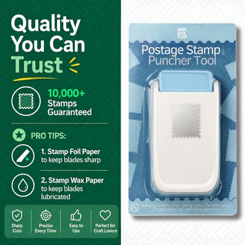 Image of Postage Stamp Punch DIY Cutter, Scalloped Rectangle Craft Punch for Paper, Scrapbooking, DIY Card Making, Album Decoration, Paper Crafts, Vintage Stamps (1x0.8In)