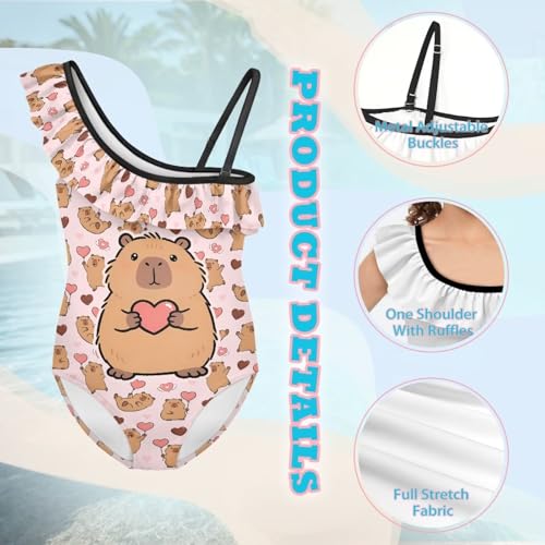 Image of Girls Swimsuit One Piece Ruffle Swimsuit Non-Slip Straps UPF 50+ for Girls Size 3-14 Years