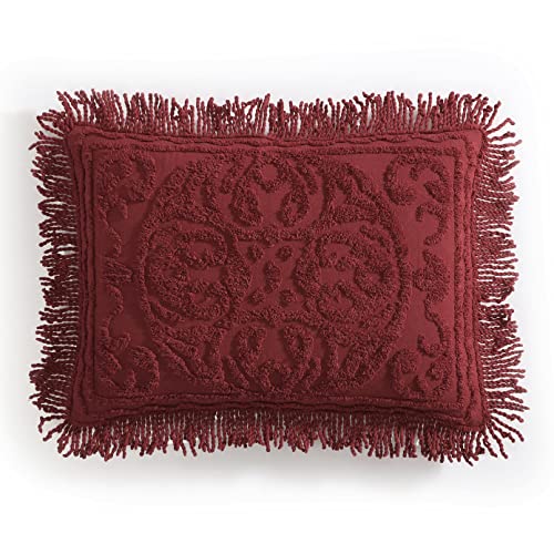 Image of Beatrice Home Fashions Medallion King Cotton Chenille Sham, Burgundy