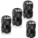 Tire Valve Stem Caps for Honda Accord Civic Fit CRV Pilot EX CR-V EX-L Metal Car Wheel Air caps Auto Valve Stem Caps Accessories 4 Pcs Black