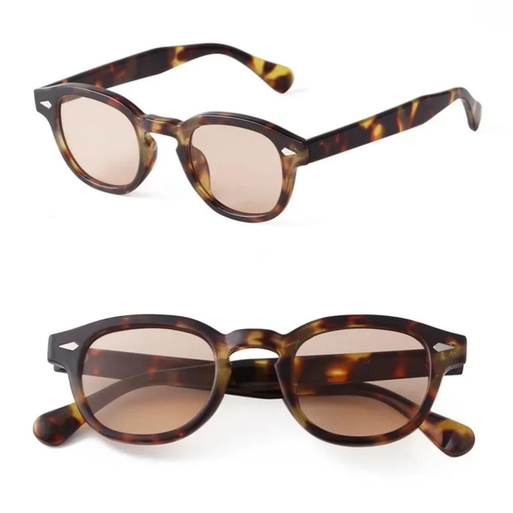 Occhiali da sole rotondi vintage alla moda per uomo e donna, con rivetti retrò, protezione UV400.