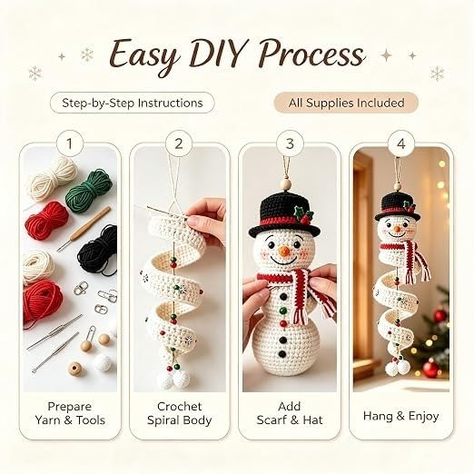 Kit De Crochet Navideño for Principiantes Conjunto De Adornos De Bricolaje | Crea decoraciones de Papá Noel, árboles y muñecos de nieve: regalo artesanal perfecto for adultos y niños(F1)