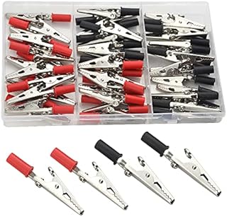 WMYCONGCONG 50 PCS Metal Alligator Clips Electrical Test Clamps with Plastic Hands Red Black Kit