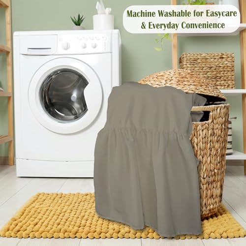 Image of Luxury Crib Bed Skirt 28 inch x 52 inch with 14 Inch Drop Soft & Breathable Dust Ruffle Fits Standard Crib and Toddler Bed Nursery Microfiber Fabric Ruffle Bed Skirt for Baby Boys or Girls Taupe Solid
