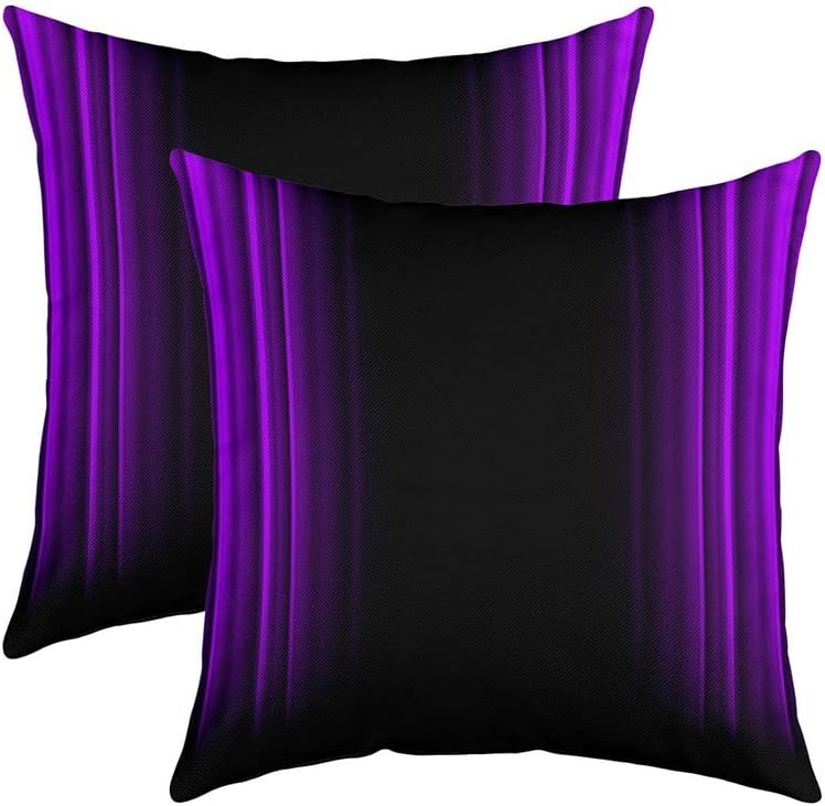 Paquete de 2 fundas de almohada decorativas geométricas degradadas, suaves rayas moradas y negras, juego de fundas de cojín cuadradas para sofá,